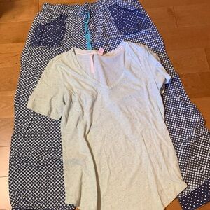 Victoria's Secret Blue and White Pajama Set